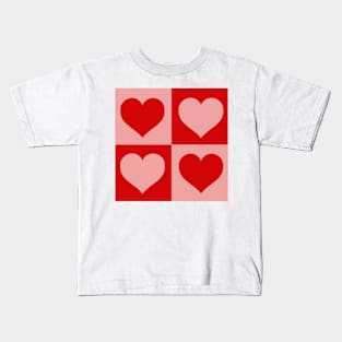 Retro Checkered Hearts Kids T-Shirt